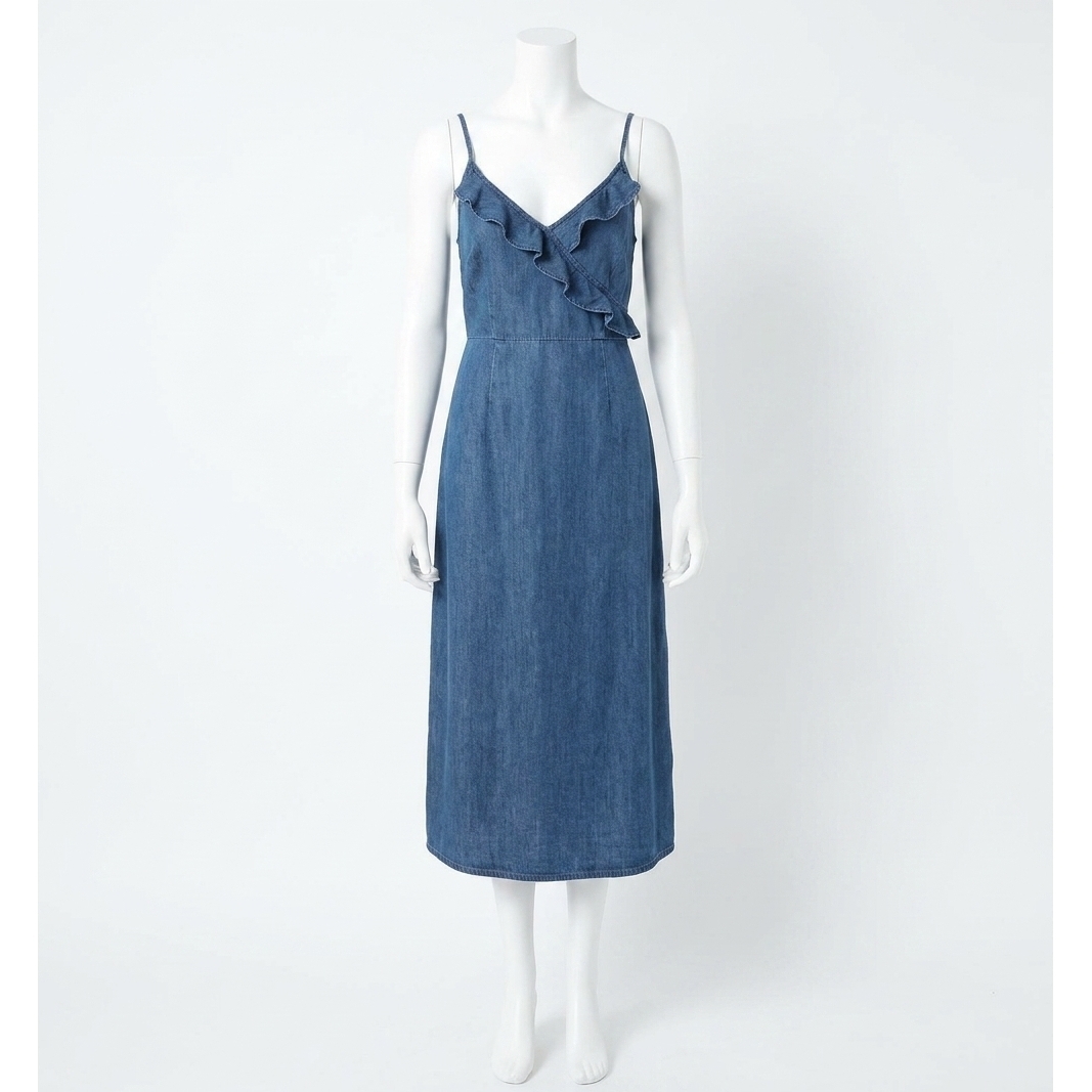 New Bella Dahl Ruffle Midi Dress In Denim